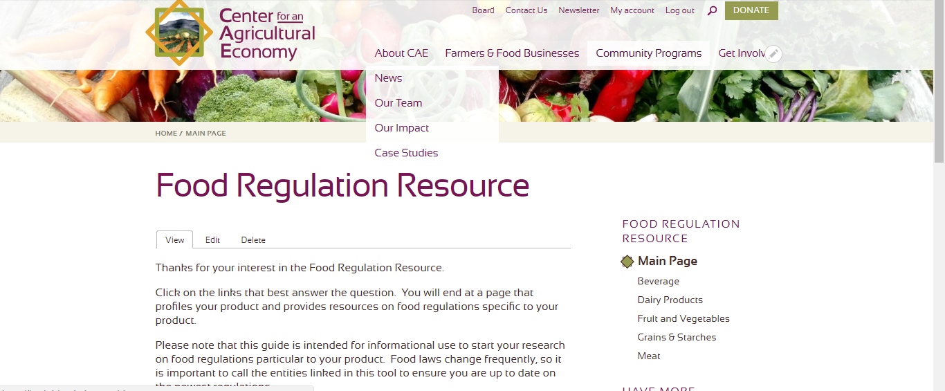 food regulations resource - Small Systems Consulting